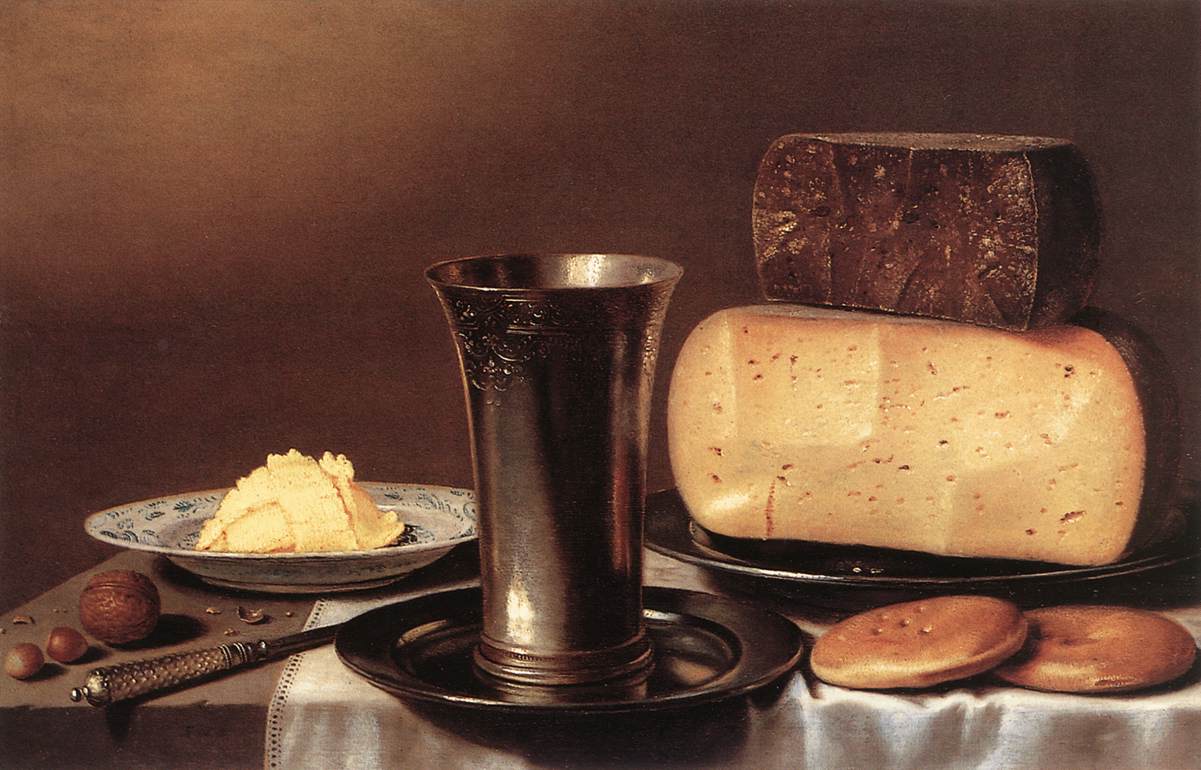 Still-life with Glass, Cheese, Butter and Cake A